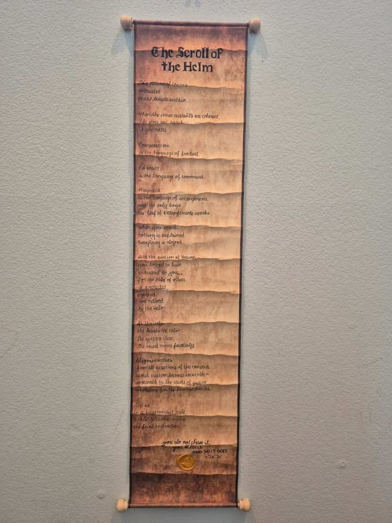 The Scroll of the Helm in dark parchment style